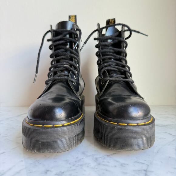 Dr. Martens Jadon Black Leather Platform Combat Boots – Women’s 8 - Picture 3 of 10